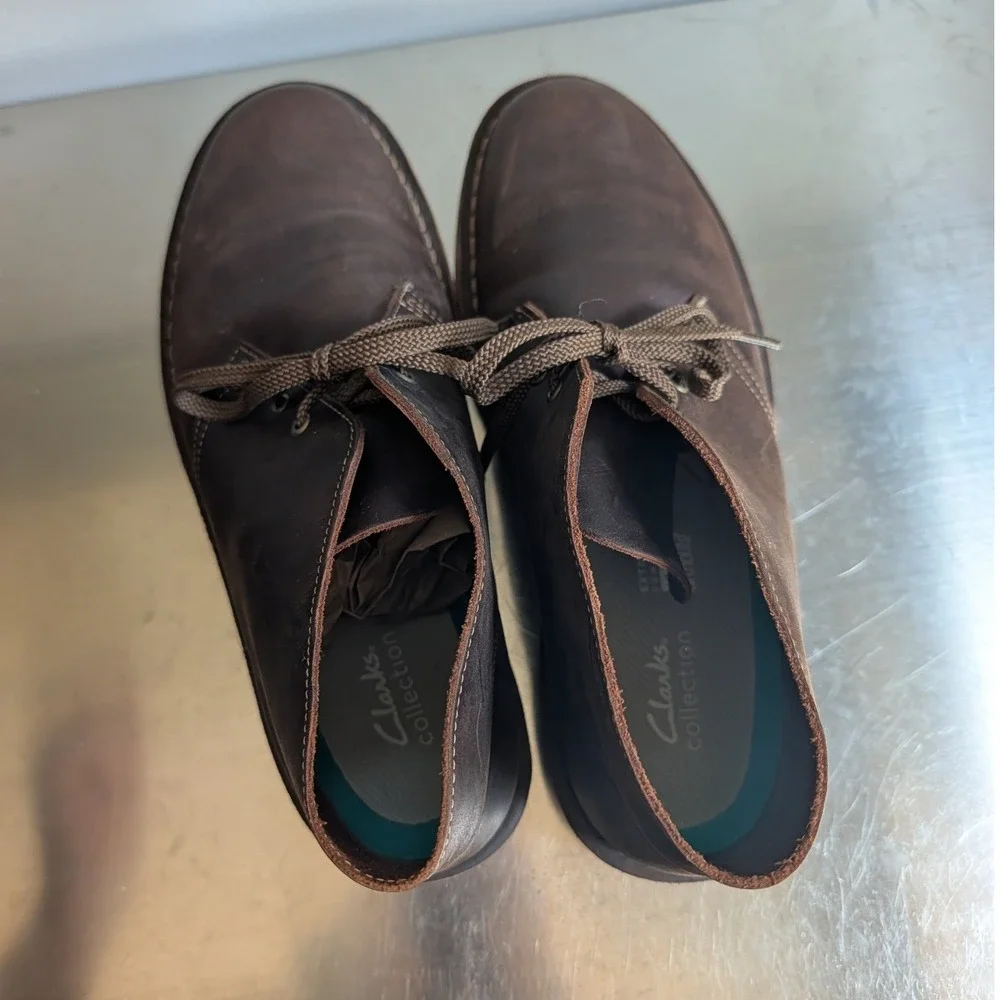 Clarks Mens Chukka Desert Boots Dark Brown Beeswax Leather Size 11
